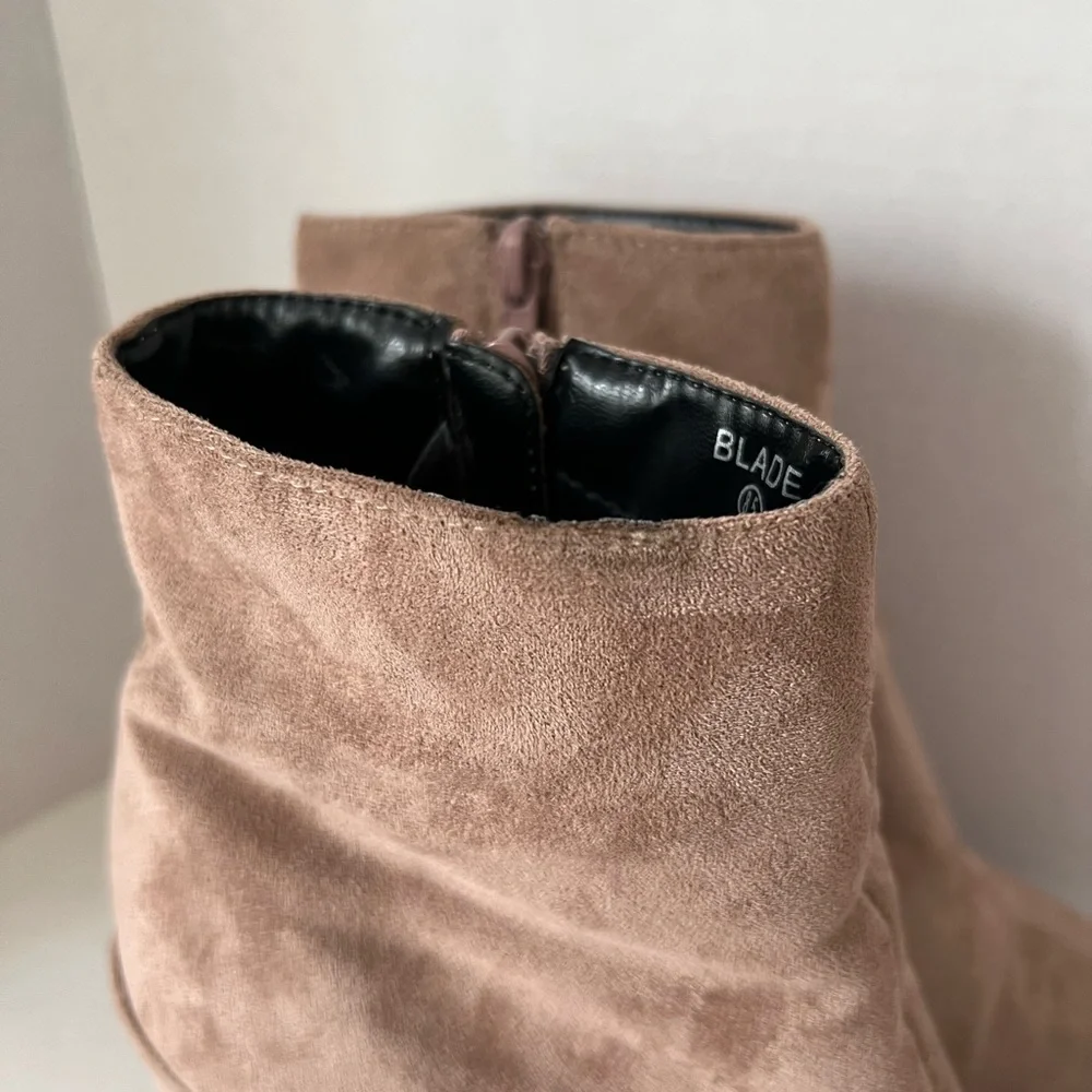 Fashion Nova Tan Suede Ankle Booties